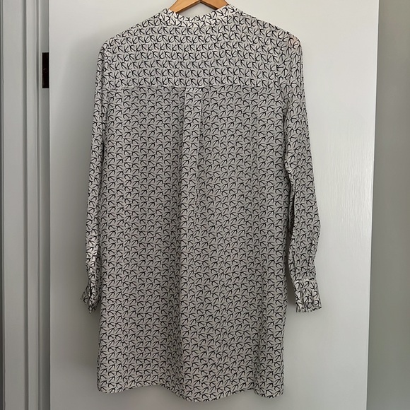 JOSEPH Dara silk tunic blouse black & white bird print size FR 38 (US Medium, M) - Picture 3 of 9